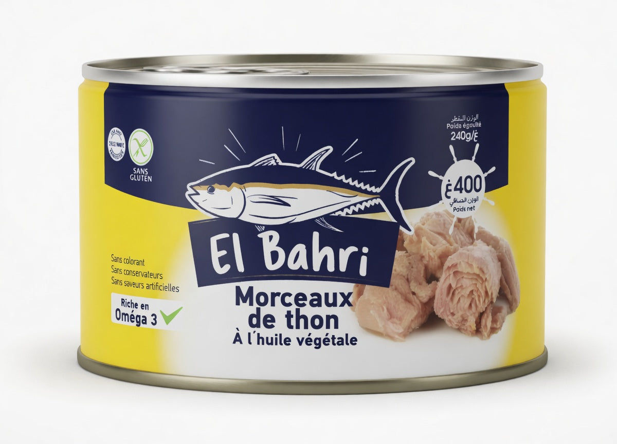 TUNA CHUNCKS EL BAHRI IN OIL SAUCE 400G/12